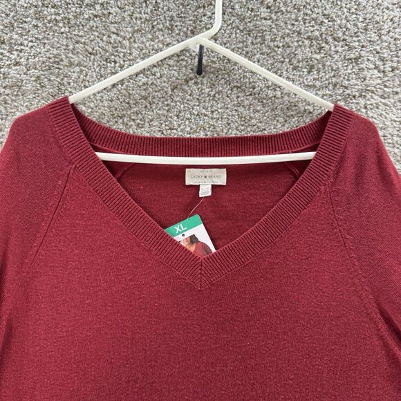 Lucky Brand Sweater Womens Extra Large Red V Neck Pullover New With Tags Ladies - Picture 3 of 14
